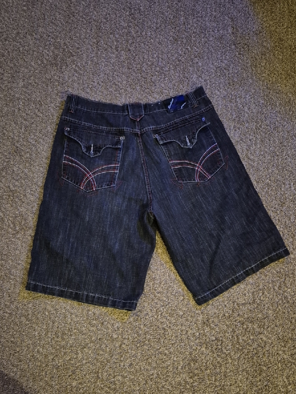 Knockout Y2k Jorts Dark Wash Denim Shorts with Contrast Stitching